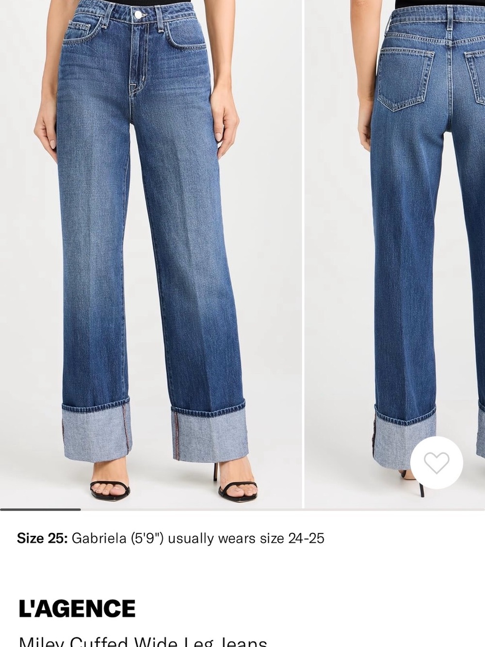 L'AGENCE Miley Cuffed Wide-Leg Jeans in Medium Blue